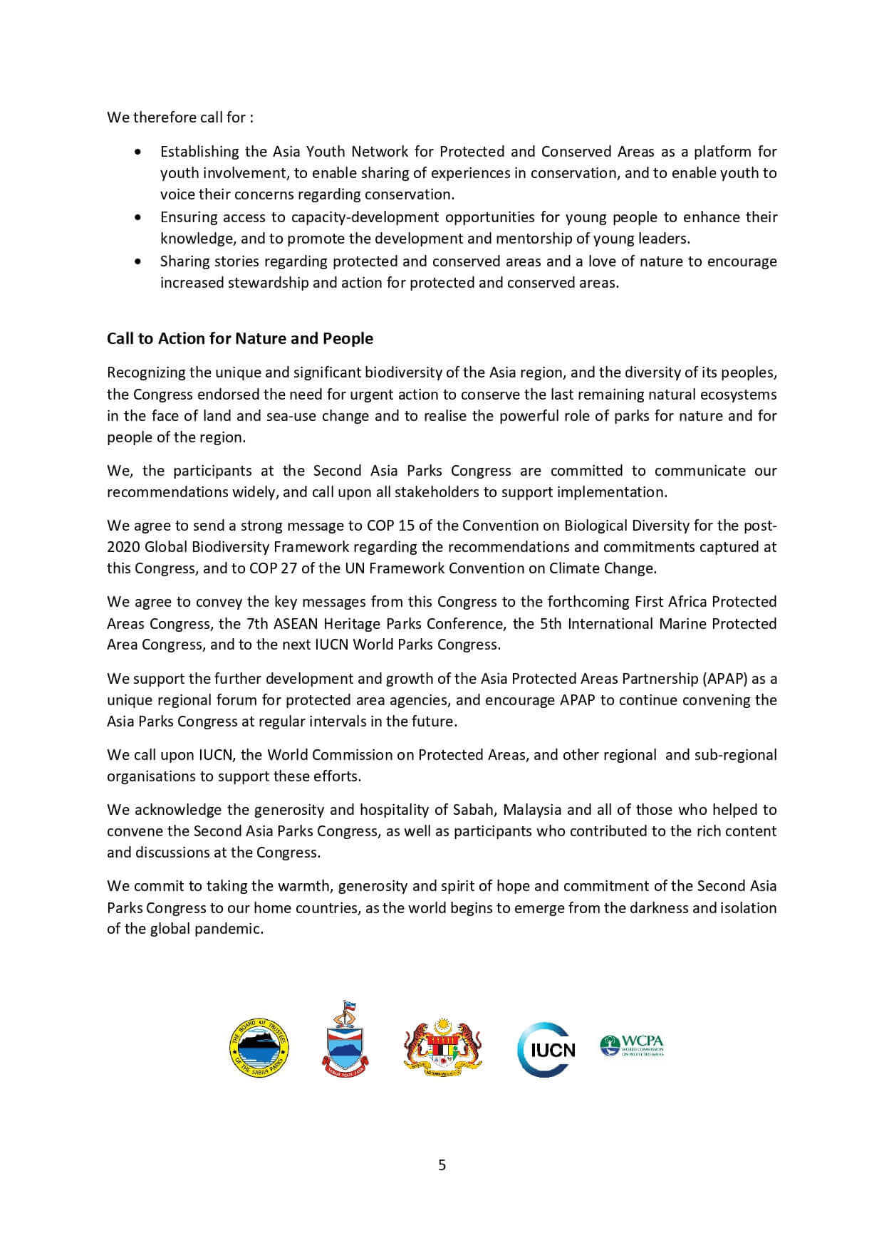 Fifth page of declaration